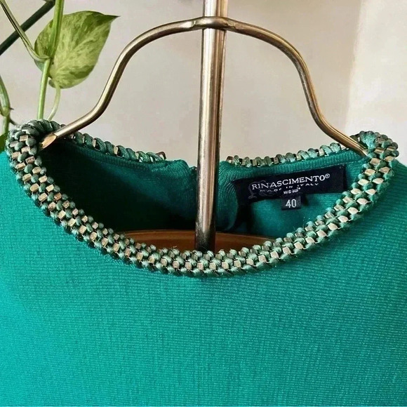 Rinascimento Green 100% Wool Long Sleeved Flare Dress - Size 8 - Made In Italy - Picture 4 of 8